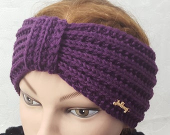 Ladies Headband Wool Turban Band Purple