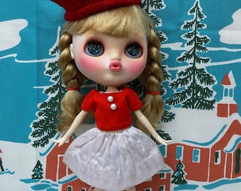 Blythe Vintage Christmas Dress Set ' Santa Baby '
