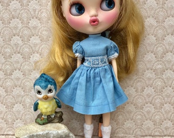 Abito ricamato Blythe Vintage "Blue Bird".