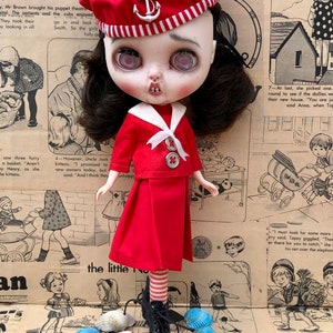 Blythe Vintage Dress Set ‘ Sailor Sue ‘ Customised Vintage Doll Clothes For Blythe