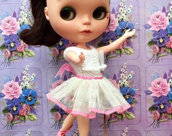 Blythe Vintage Ballet Costume ' Sugar Plum ' White Tutu  Free Shipping