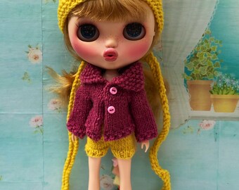 Blythe Knitwear Dress Set ‘ Plum Pudding & Custard ‘