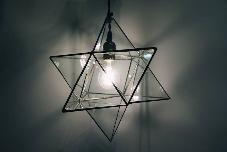 Ceiling light Merkaba star Modern Lighting Pendant Light Home Lighting Handmade Light Minimalist Lighting Stained Glass lamp