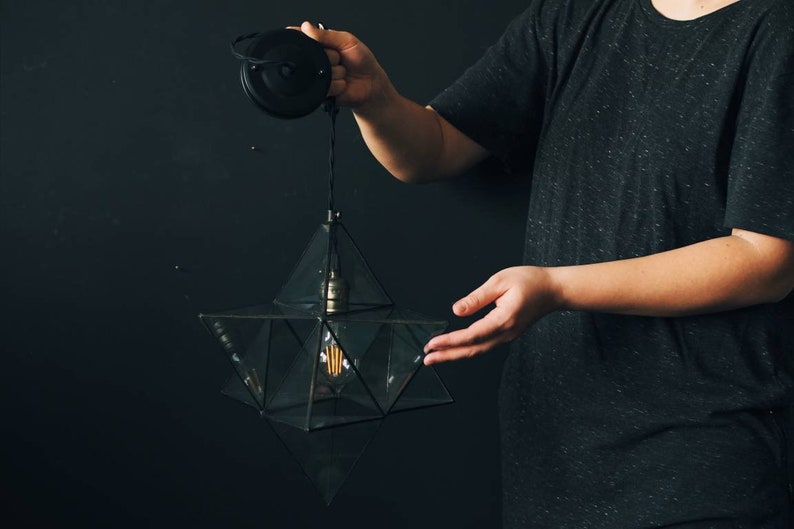 Ceiling light Merkaba star Modern Lighting Pendant Light Home Lighting Handmade Light Minimalist Lighting Stained Glass lamp
