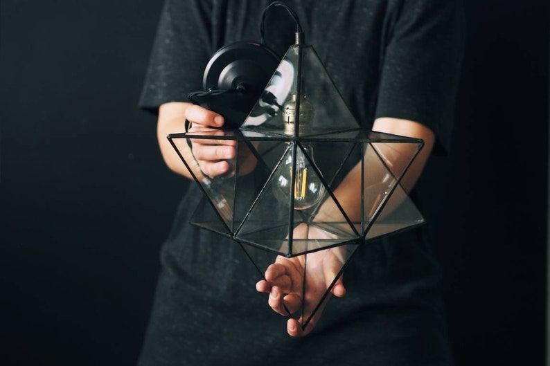 Ceiling light Merkaba star Modern Lighting Pendant Light Home Lighting Handmade Light Minimalist Lighting Stained Glass lamp
