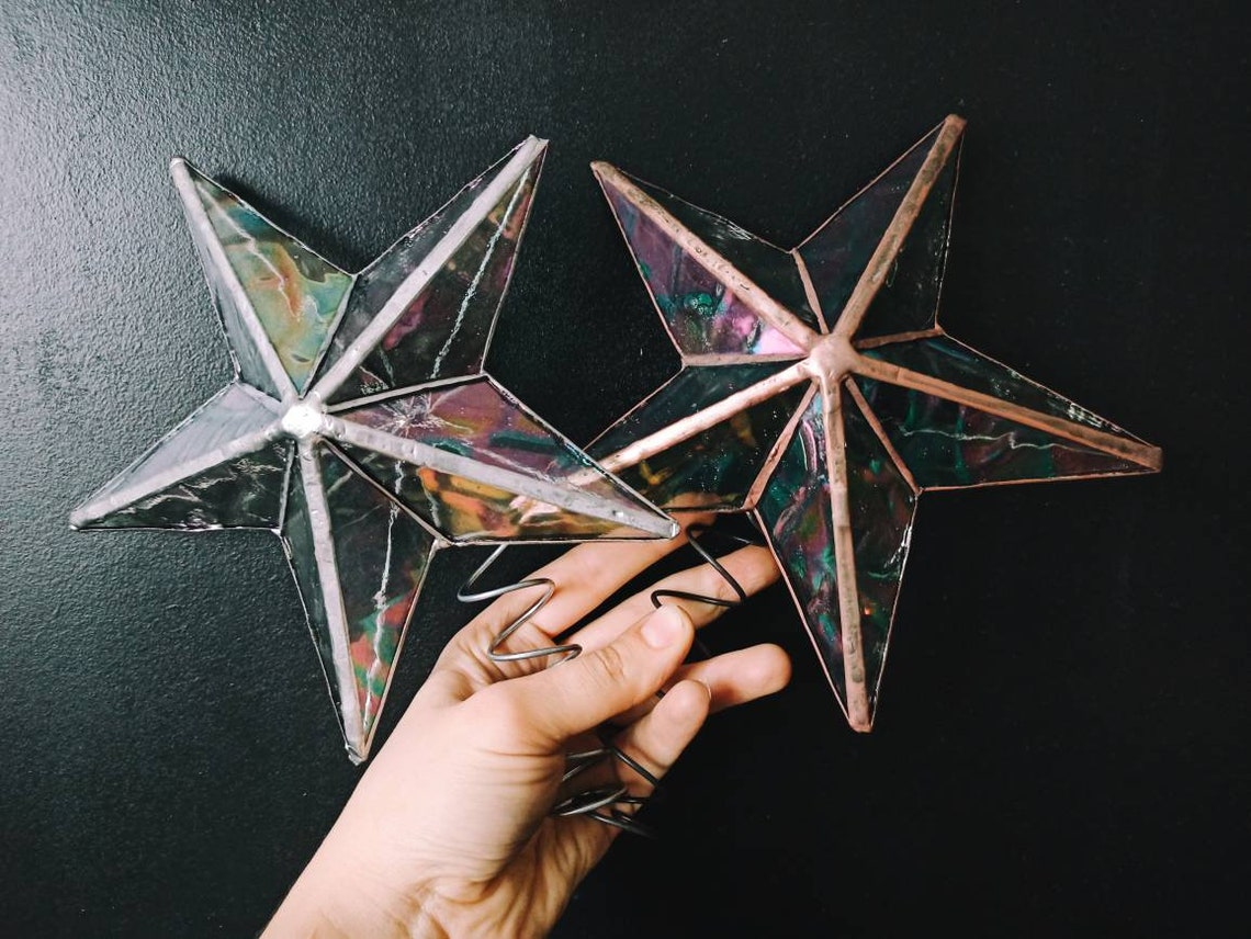 Glass Tree Topper Christmas Tree Topper Christmas Star Etsy