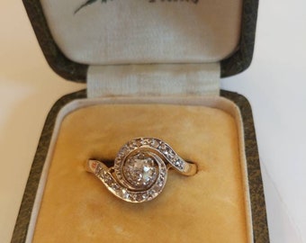 ON HOLD. French Antique Edwardian Diamond Tourbillion Ring