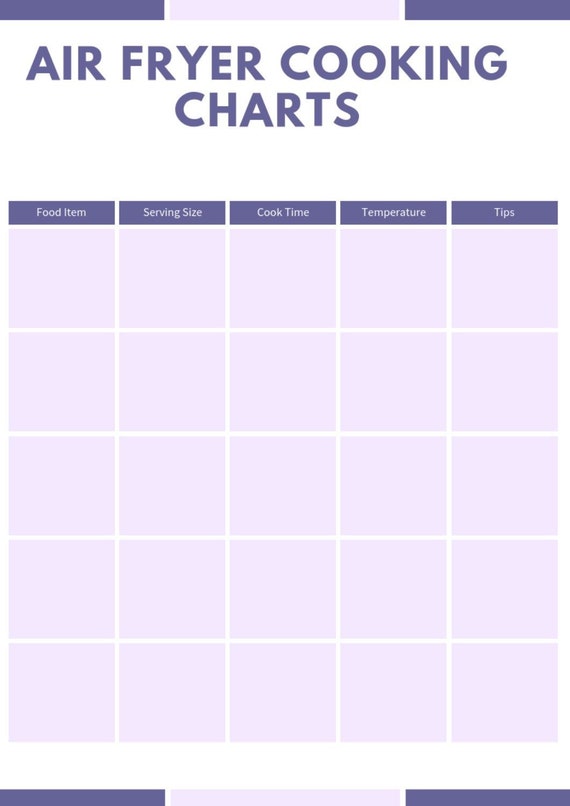 Air Fryer Cooking Chart Pdf