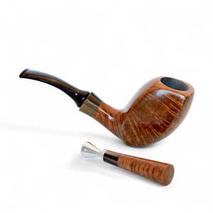 Plateau Briar Wood Pipe Unique Freehand Design Smooth Huge Bowl with Straight Flame Grain Artisan Handmade in Ukraine by KAF-pipe