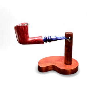 Briar Tobacco Pipe Artisan Freehand Smooth Finish with Blue Acrylic Stem Handmade by KAFpipe in Ukraine