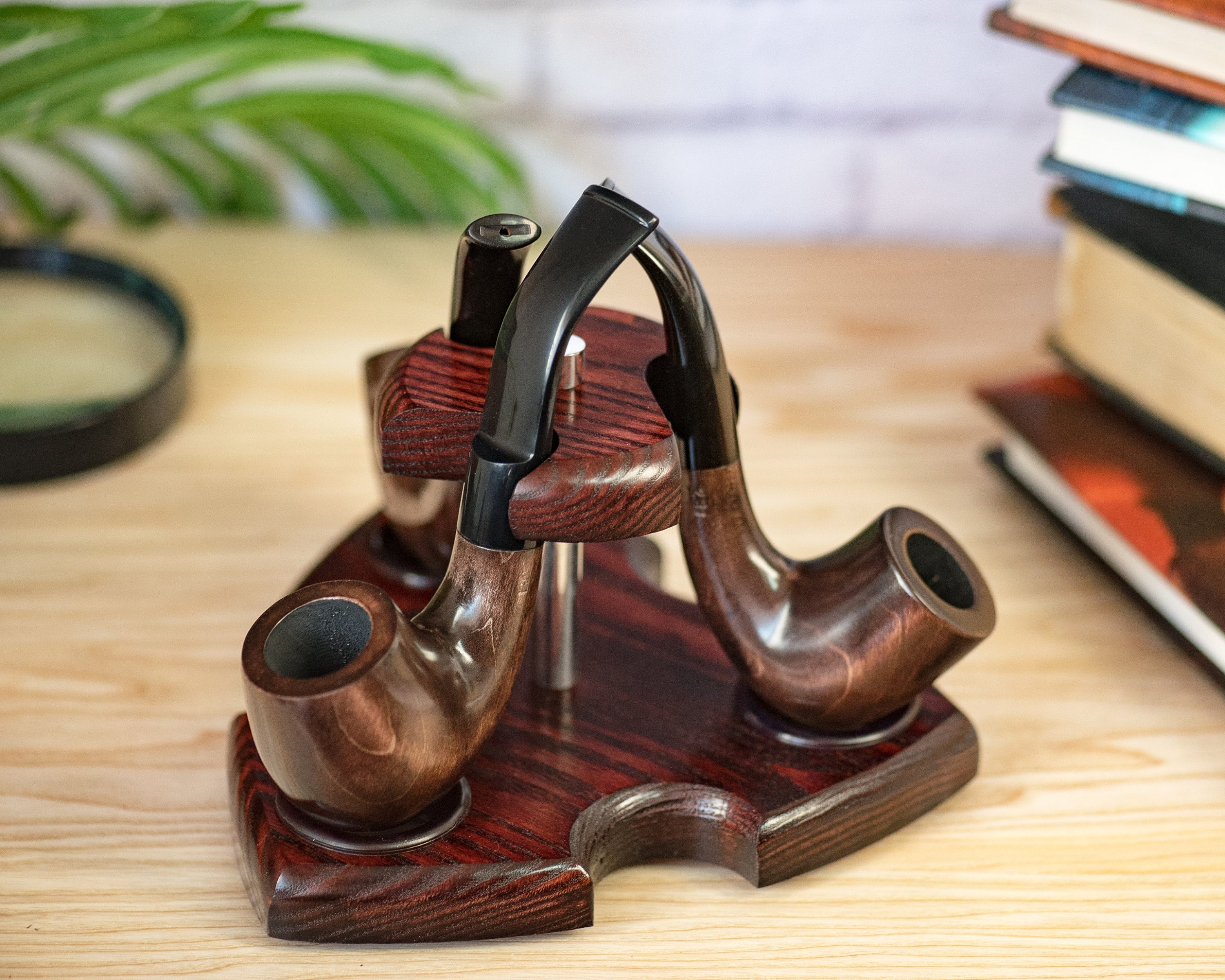 Tobacco Pipe Stand Rack for 3 Pipes | Personalised Stand With Custom  Engraving