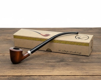 Tobacco Pipe Churchwarden Style with Long Acrylic Stem Handmade in Ukraine
