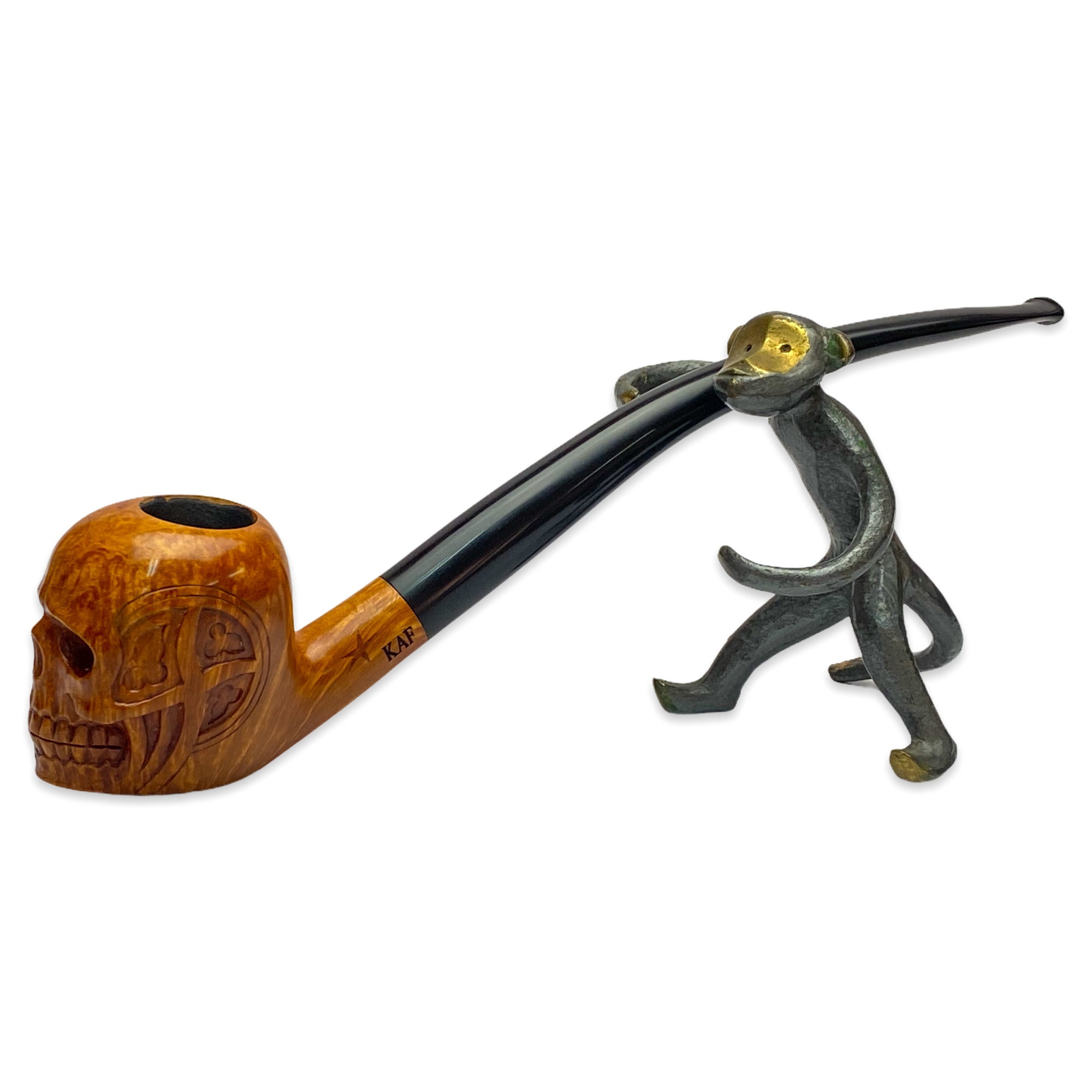 Briar Wood Skull Tobacco Pipe Hand Carved Churchwarden Long | Etsy