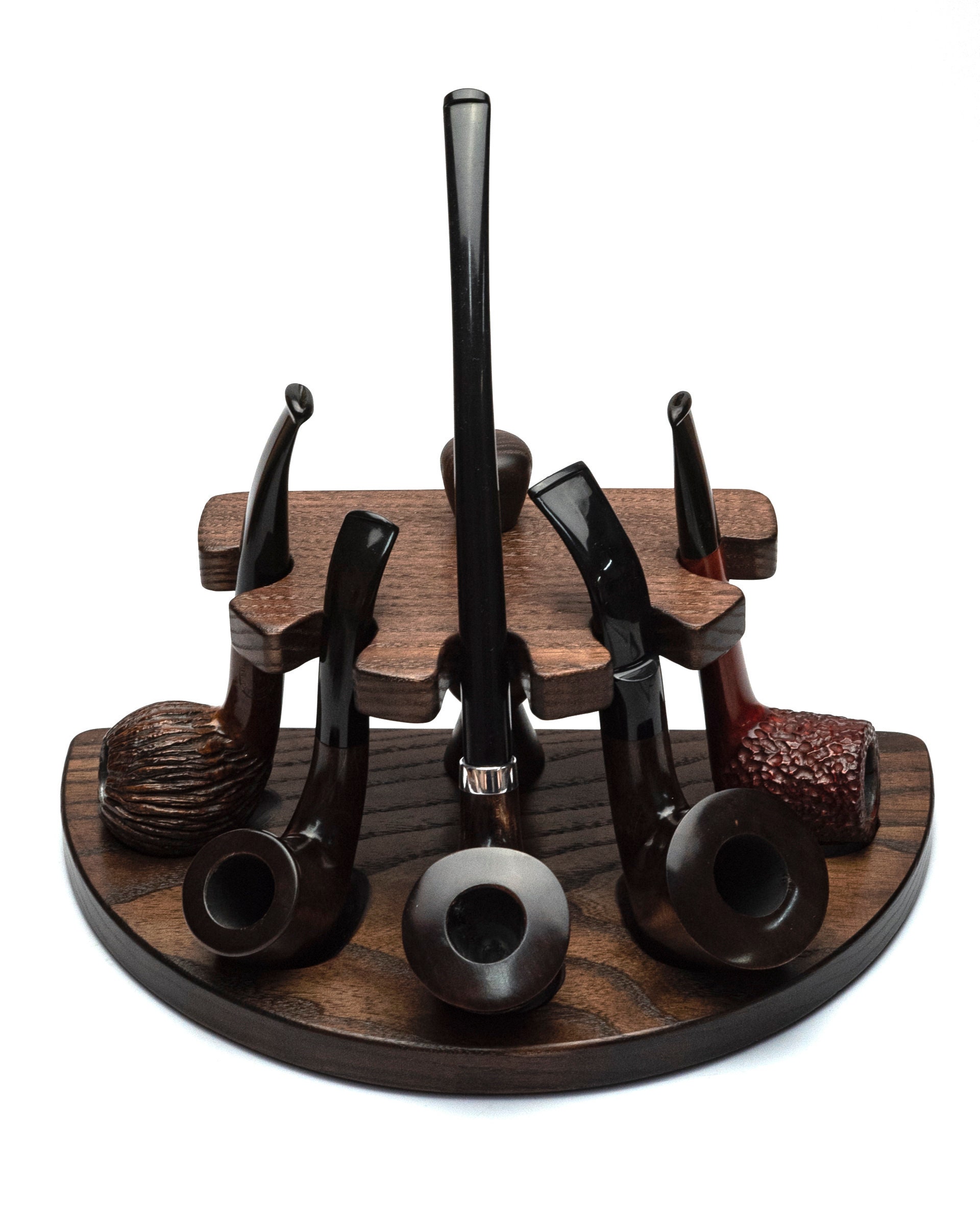 Tobacco Pipe Rack for 5 Smoking Pipes Pipe Stand Holder Made of Solid  Ash-tree Wood 5 Slots Designed With Rubber Rings Pipe Rest Kafpipe 