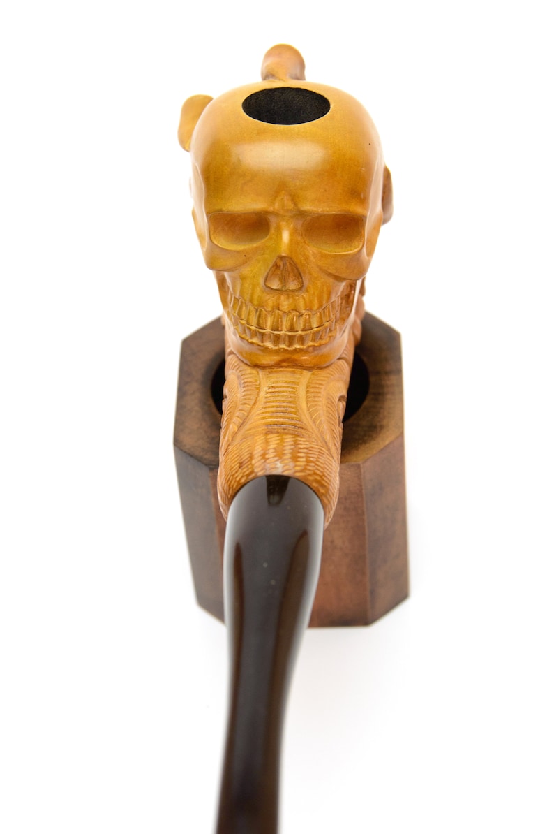 Carved Smoking Pipe Churchwarden Pipe Skull Tobacco Pipe Long Carved Pipe Husband Birthday Gift Wooden Pipe Skull in Claw