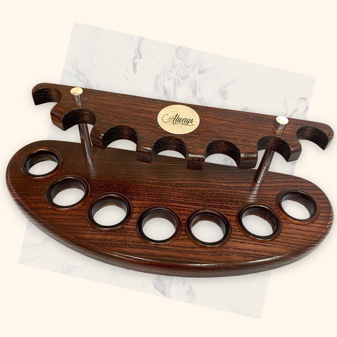 Custom Engraved Pipe Holder for 7 Pipes 7 Slots Tobacco Pipe Stand