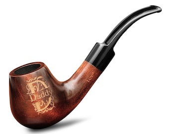 Custom Engraved Pear Wood Tobacco Pipe: Bent Volcano Shape
