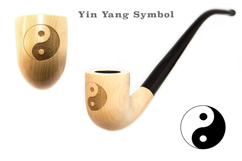 Yin Yang Tobacco Pipe for Smoking Long Stem Churchwarden White Color Handmade Carved from Pear Wood Halloween Gift Engraved pipe