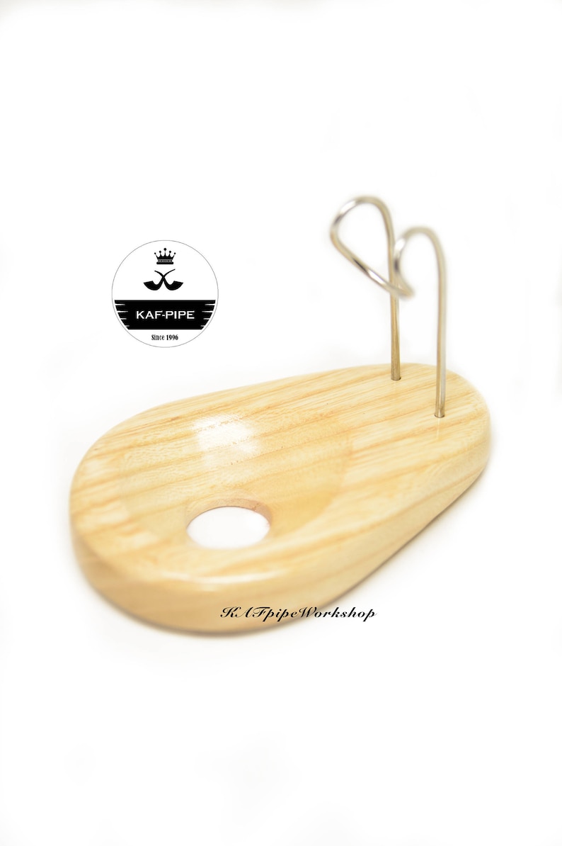 Tobacco Pipe Stand White Drop for one Smoking Bowl Single Rack Handmade Wooden Holder for 1 pipe Gift for Smoker Christmas gift
