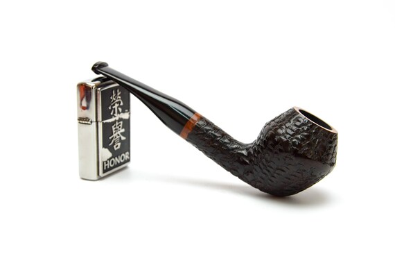 Bulldog Briar Pipe Rustic Briar Tobacco Pipe 9 mm Filter Pipe,Partly Ructic Briar Smoking Pipe