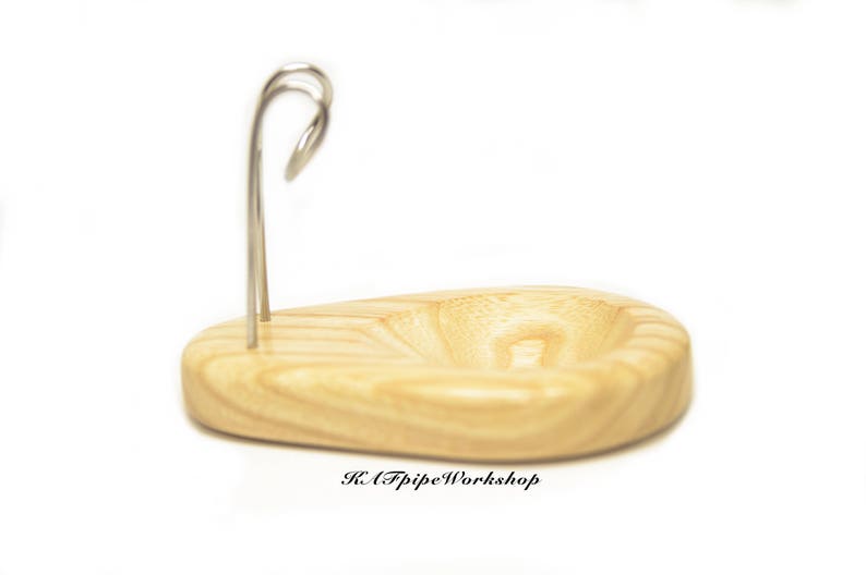 Tobacco Pipe Stand White Drop for one Smoking Bowl Single Rack Handmade Wooden Holder for 1 pipe Gift for Smoker Christmas gift