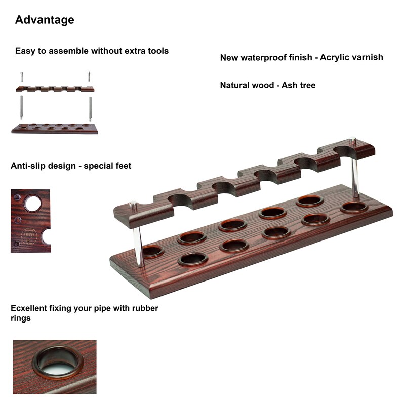 Tobacco Pipe Stand for 10 Smoking Pipes Wooden Smoking Pipe Etsy