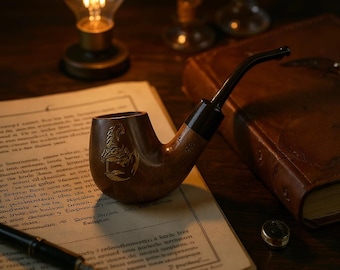 Tobacco Pipe Wooden Handmade Sherlock Holmes Style Custom Engraved