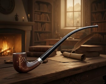 Tobacco Pipe Churchwarden Style Wooden Smoking Pipe Long Stem Handmade by KAFpipe