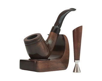 Smoking pipe for tobacco - wooden handmade set with tools - accessories tamper and stand- Sherlock Holmes pipe -gift for smoker Father's day