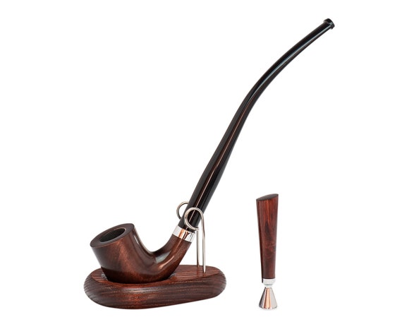 churchwarden tobacco pipe Smoking Starter Set Pear Wood Churchwarden Pipe With Tamper – Long Stem Kit  Smoker Gift