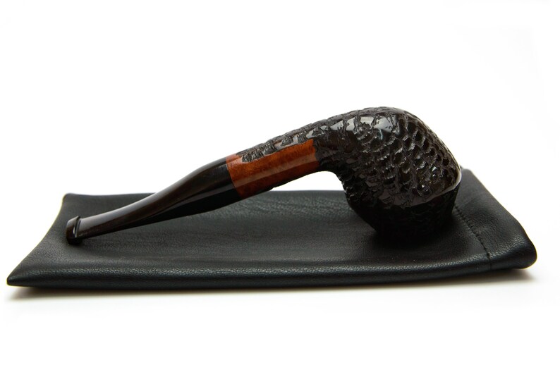 Briar bulldog tobacco pipe Handmade rusticated black color smoking bowl