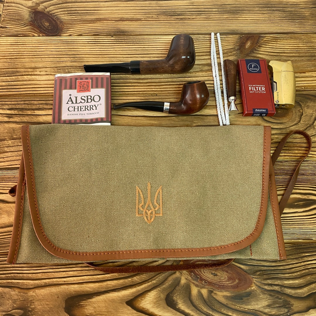 Travel Tobacco Pipe Roll for Smoking Pipes and Accessories With Trident