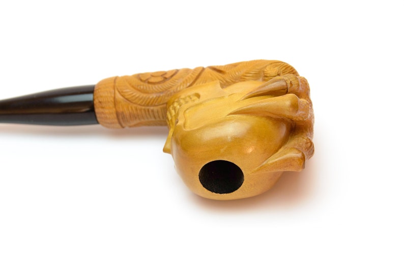 Carved Smoking Pipe Churchwarden Pipe Skull Tobacco Pipe Long Carved Pipe Husband Birthday Gift Wooden Pipe Skull in Claw