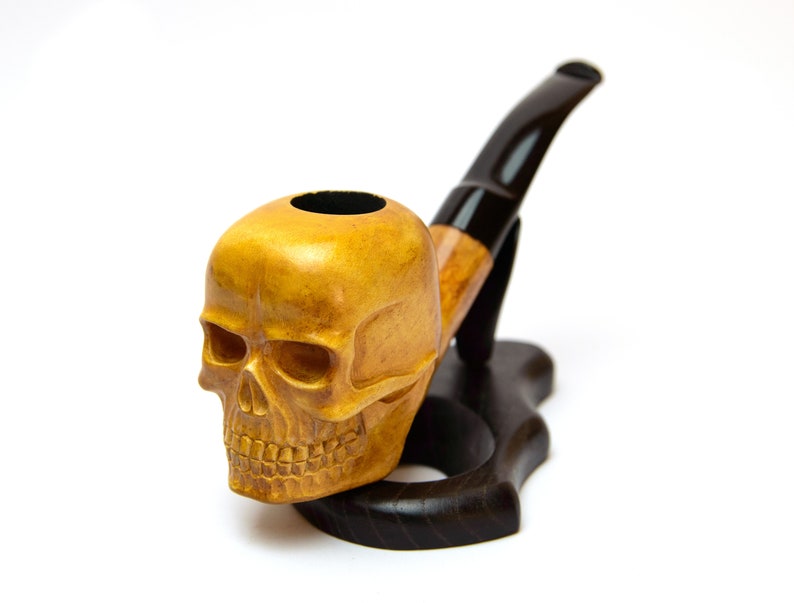 Skull Pipe Tobacco Pipe Skull Carved Pipe Wooden Smoking Etsy