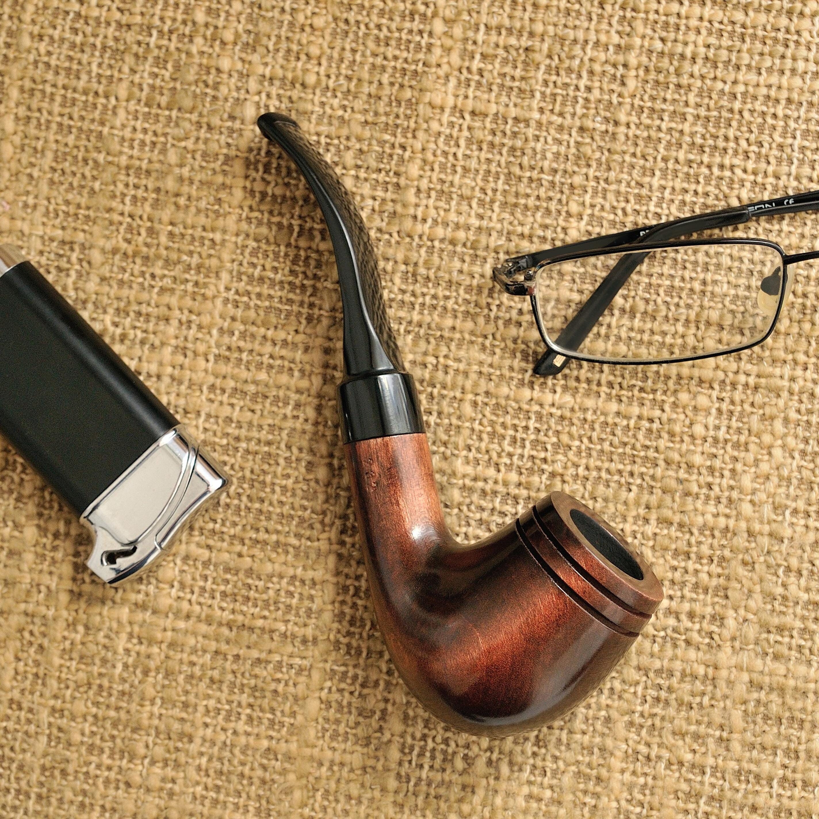 喫煙パイプ 喫煙パイプ PW-D054B 黒檀 活性炭フィルター 10本付き 喫煙具