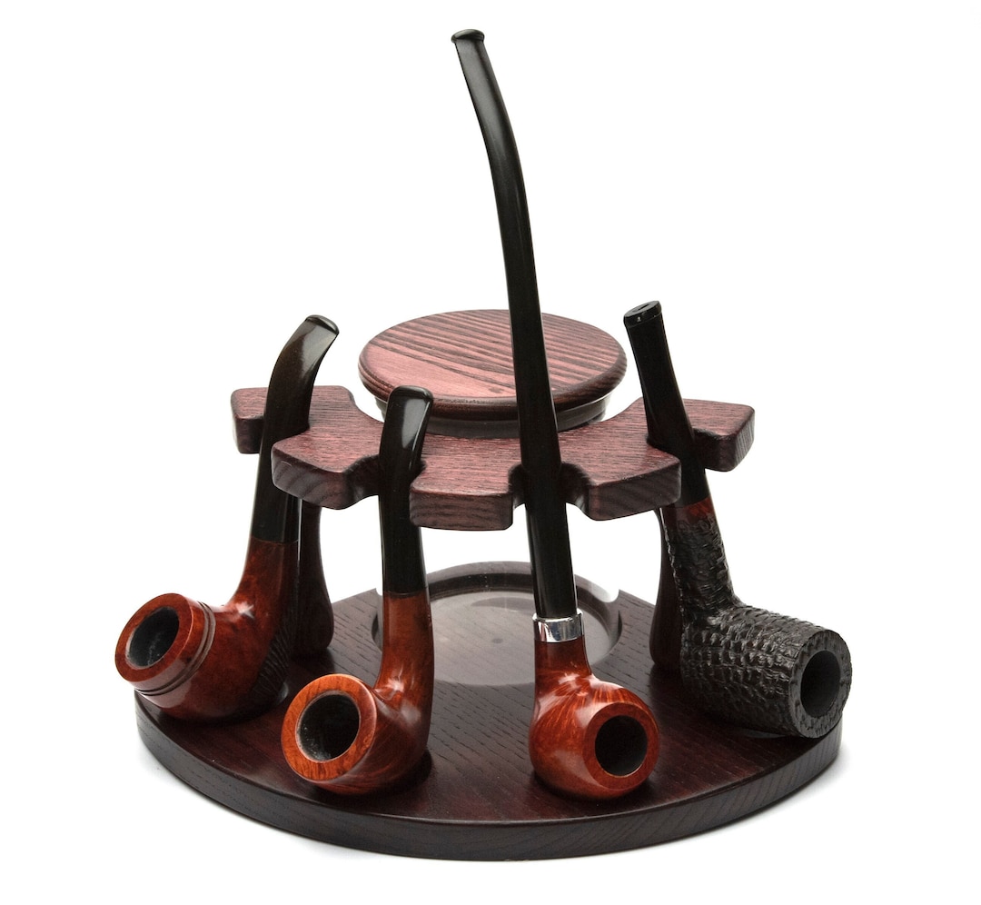 Tobacco Pipe Stand for 4 Smoking Pipes With Glass Jar Humidor for ...