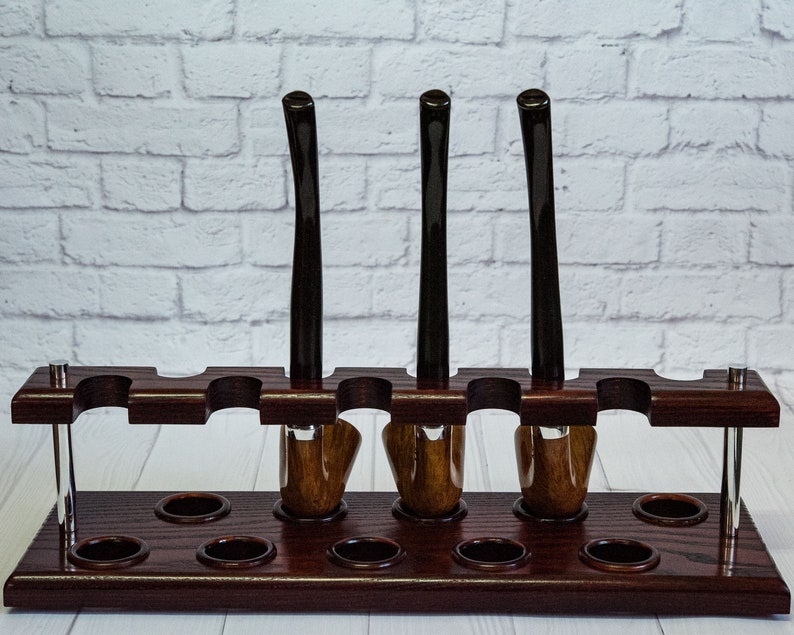 Timber Pipe Rack Tobacco Pipe Stand Rack for 10 Pipes - Smoking Pipe Holder 1 Level ...