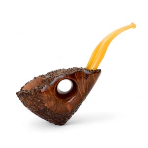 Plateau Briar Wood Pipe Unique Freehand Design Smooth Huge Bowl with Straight Flame Grain Artisan Handmade in Ukraine by KAF-pipe
