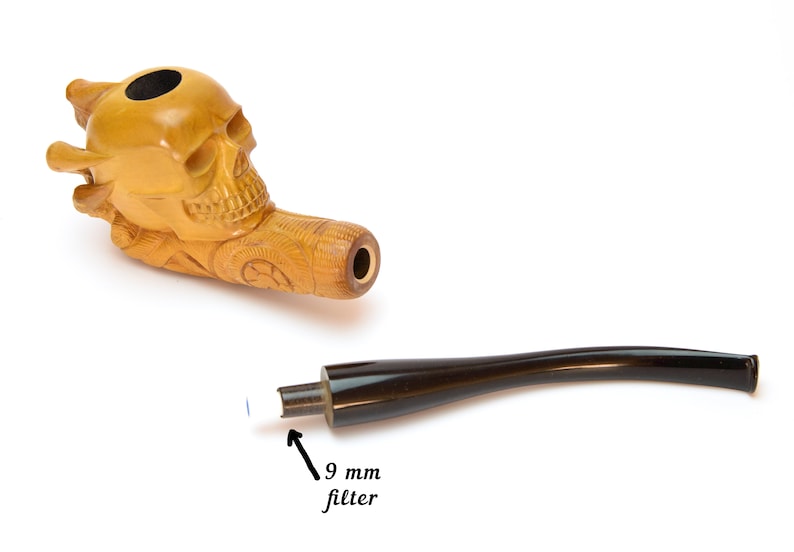 Carved Smoking Pipe Churchwarden Pipe Skull Tobacco Pipe Long Carved Pipe Husband Birthday Gift Wooden Pipe Skull in Claw