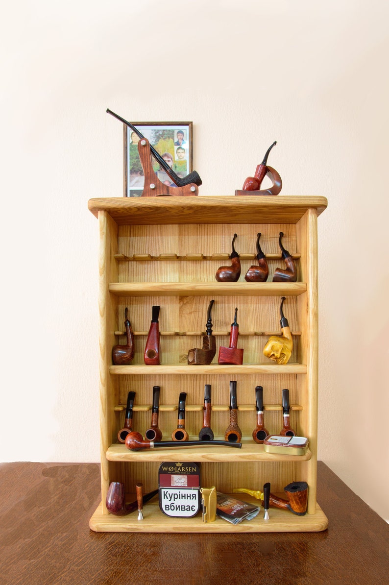 Pipe Wooden Rack Display for 24 Tobacco Pipes Wall Etsy