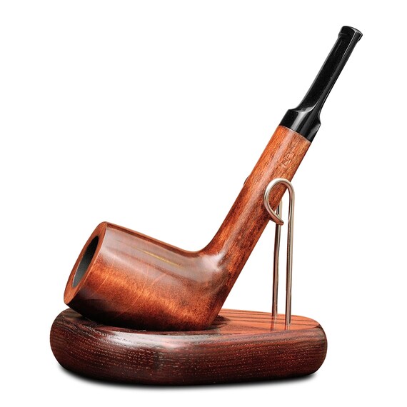 cheap version pipe stand for single tobacco pipe in germany Wooden 1 Smoking Bowl With Custom Engraving GERMANUS Brown leather pipe stand Non Tobacco Pipe Stand Ash Wood