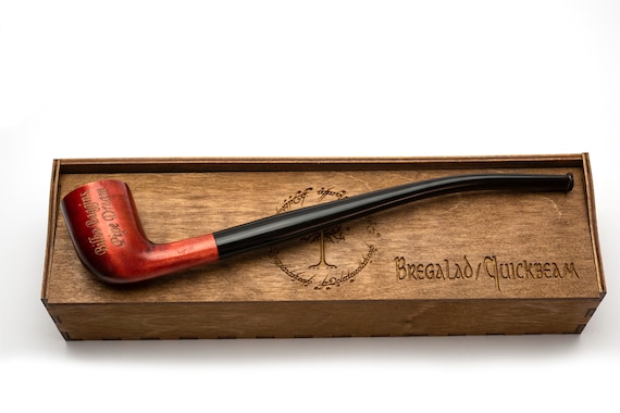 Shire Pipes Engraved Curved Stem Cherry Wood Pipe