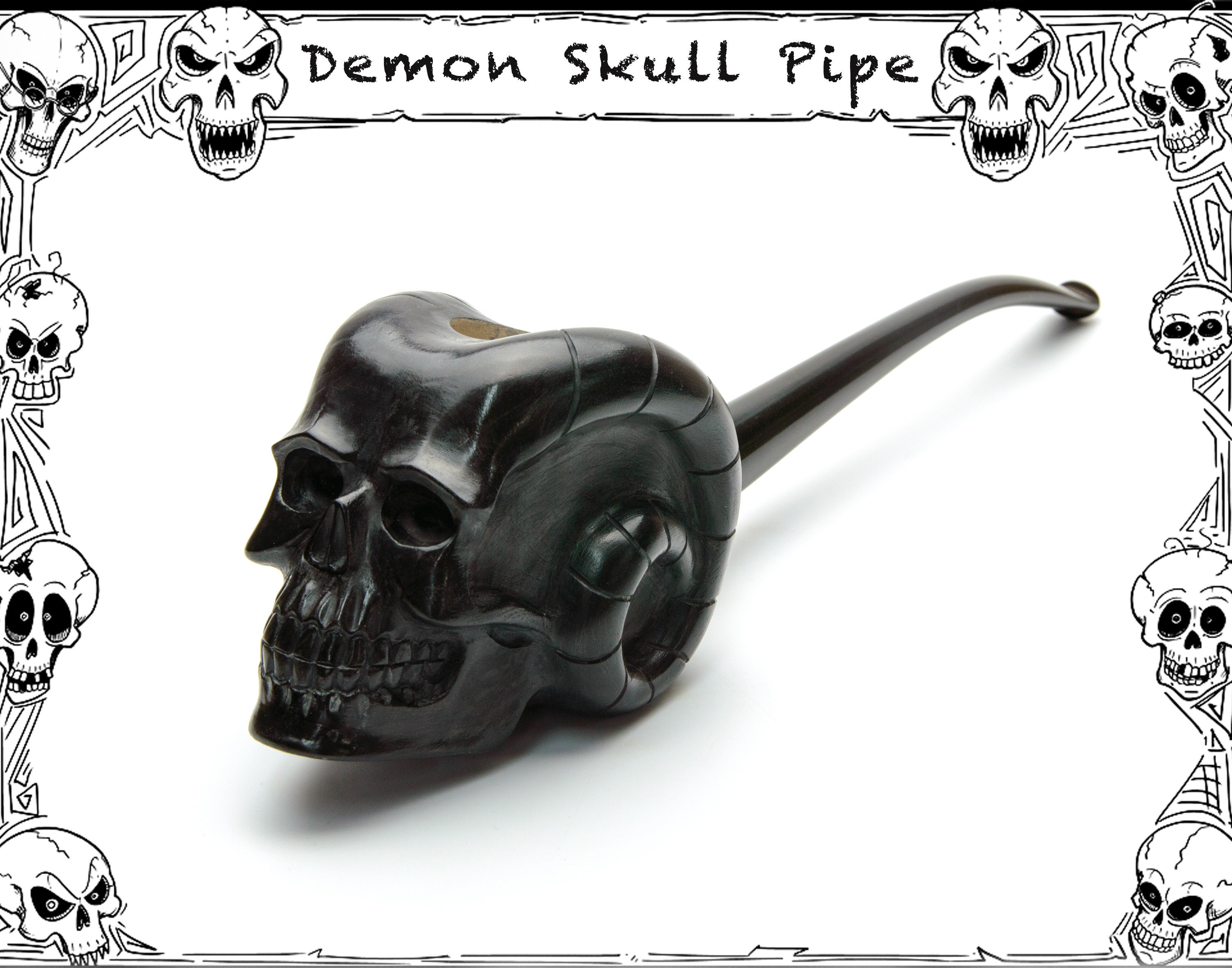 tobacco demon Carved Tobacco Pipe - Demon Skull Pipe - Wooden Smoking Pipe - Long Stem  Pipe - Black Pipe - Hand Carved Pipe - Gothic Gift - Devil Pipe