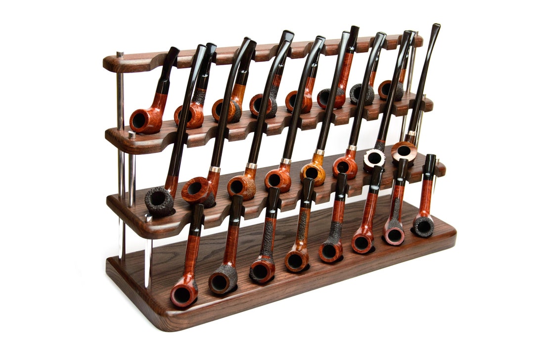 24 Pipes Tobacco Pipe Stand - 3 Tiers Pipe Rack - Smoking Pipe Cabinet ...