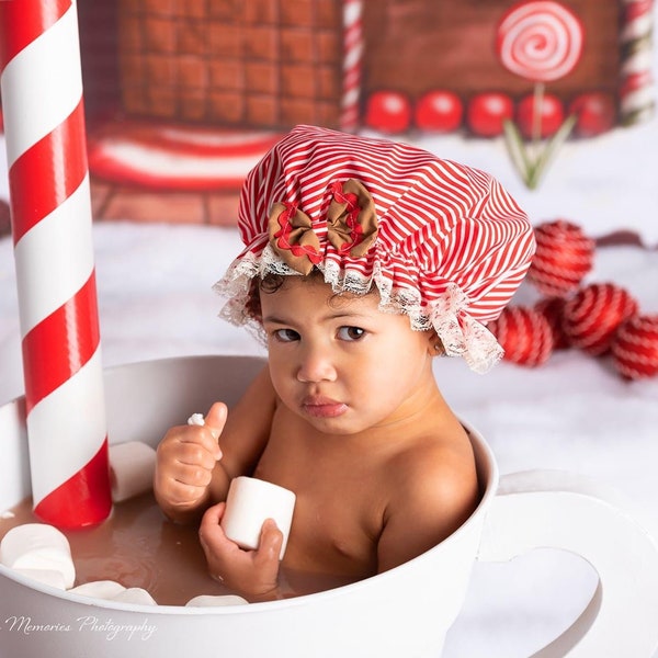 Hot Cocoa Bath Caps/Hat and Bow Tie, Hot Cocoa Photo Props, 6-12 Photo Props