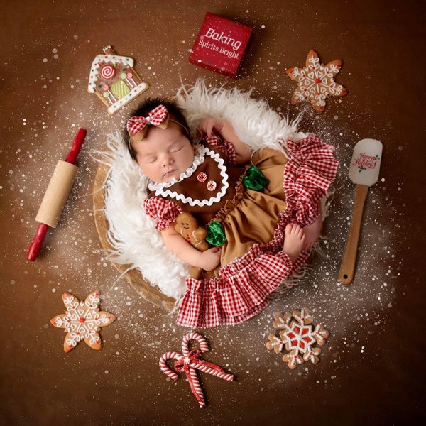 Newborn Gingerbread Girl Outfit, Newborn Outfit, Birthday Outfit
