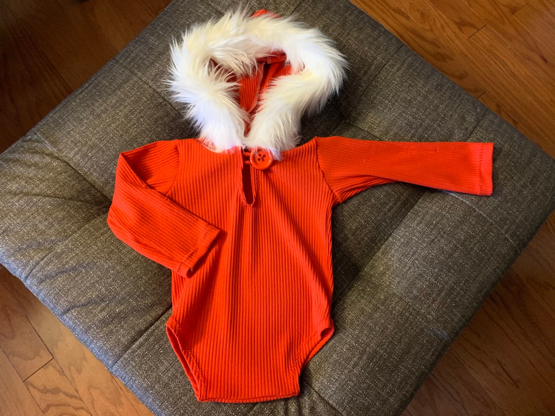 red hooded romper