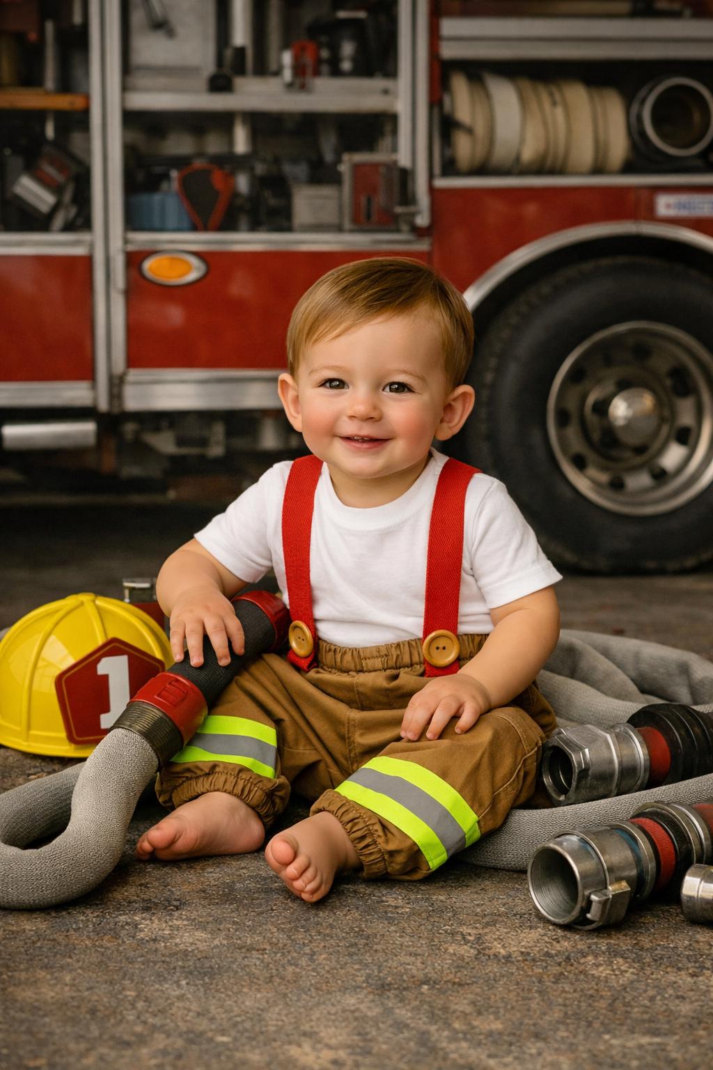 Handmade Firefighter Photography Outfit, Hero Costume
