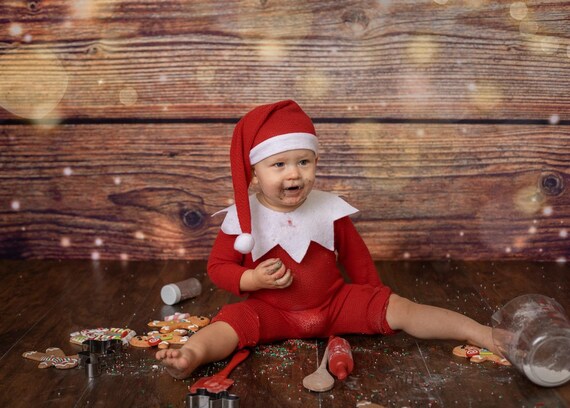 Red Baby Elf Outfit Elf Photo Props 6 