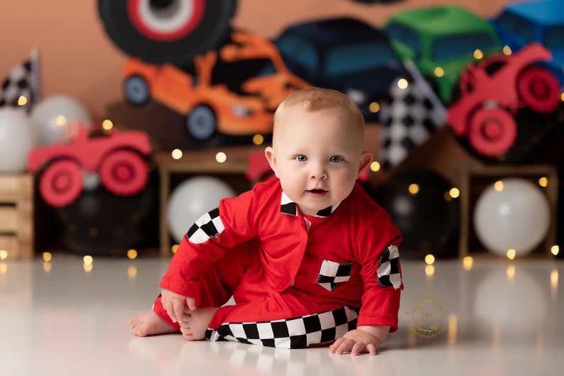 Red Race Car Driver Outfit Race Car Themed Photo Props Baby Etsy